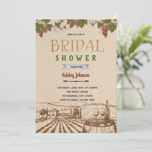 田園風ワイナリーの結婚前お披露目パーティーの招待状 招待状 (スタンド正面)