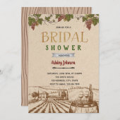 田園風ワイナリーの結婚前お披露目パーティーの招待状 招待状 (正面/裏面)