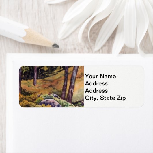 田園風景と風光明媚な田園林のフィールド。 ラベル (インサイチュ)