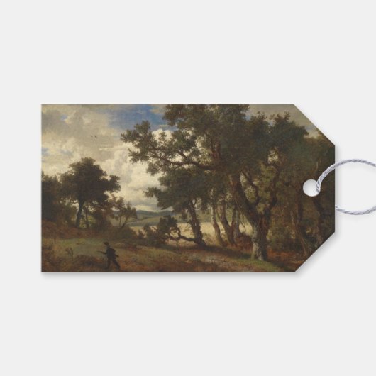 田園風景の中でハンター ギフトタグ (正面(横))