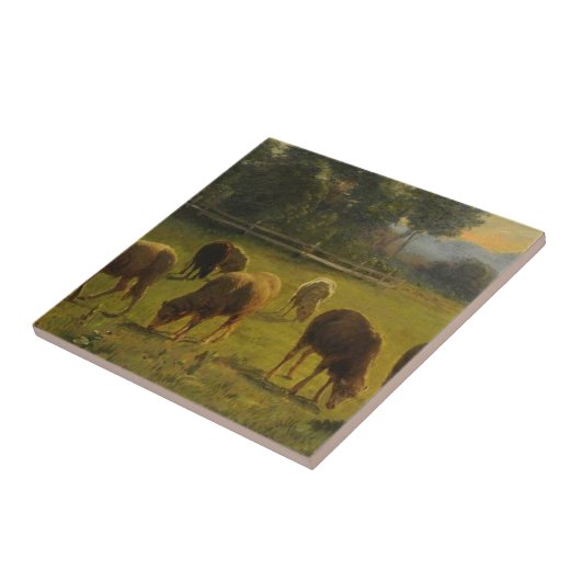 田園風景の中のフランスの羊 タイル (側面)