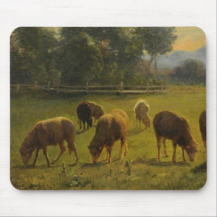 田園風景の中の羊(Rosa Bonheur) マウスパッド