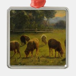 田園風景の中の羊(Rosa Bonheur) メタルオーナメント
