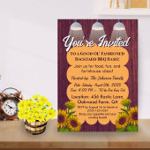 田園風景の家でのBBQカード - 木の豚の丸焼きピクニック 招待状