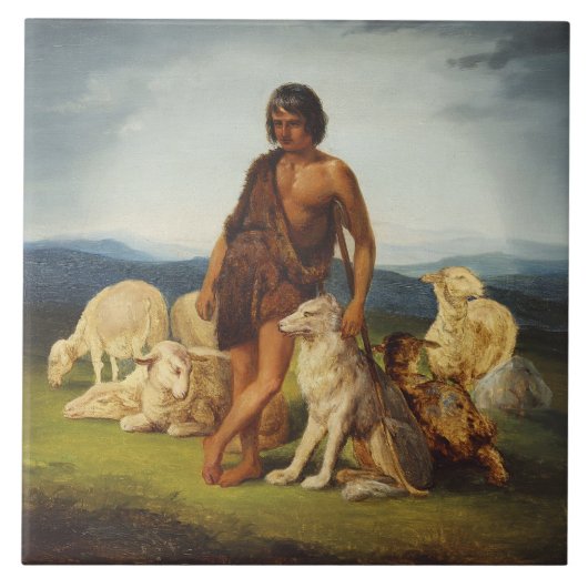 田園風景の羊飼い タイル (正面)