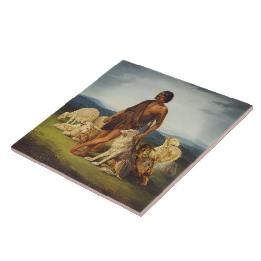 田園風景の羊飼い タイル (側面)