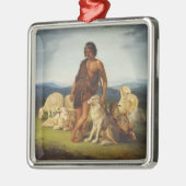田園風景の羊飼い メタルオーナメント (左)