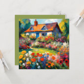 田園風景の花のフラットグリーティングカード カード (正面/裏面インサイチュ)