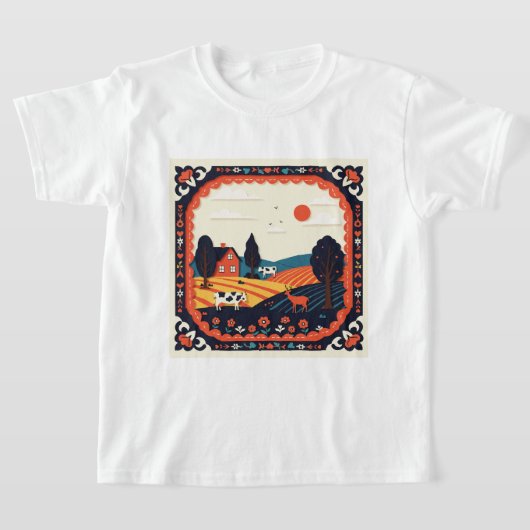 田園風景の農場 Tシャツ (レイダウン)