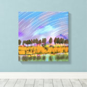 田園風景の風景の水色 キャンバスプリント (インサイチュ (ウッドフロア))