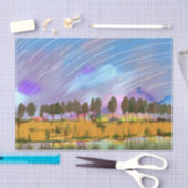 田園風景の風景の水色 薄葉紙 (クラフト)