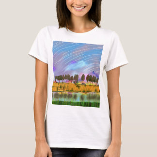 田園風景の風景の水色 Tシャツ