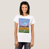 田園風景の風景の水色 Tシャツ (正面フル)