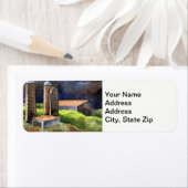 田園風景ウッドランド納屋サイロ。 ラベル (インサイチュ)