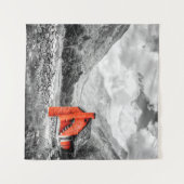 田園風景モノクロ写真 タペストリー (正面(横))