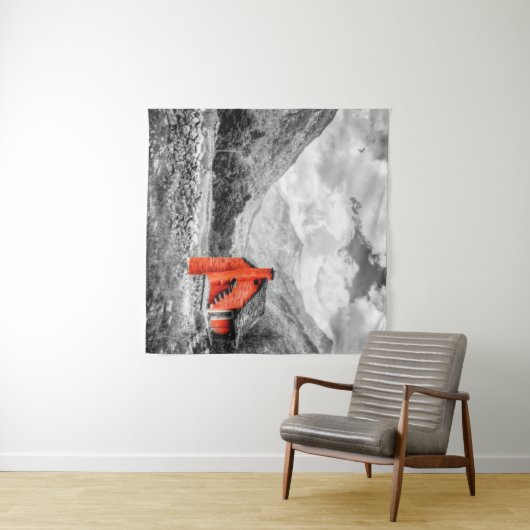 田園風景モノクロ写真 タペストリー (インサイチュ(横))