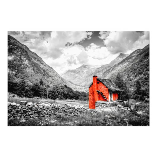 田園風景モノクロ写真 フォトプリント            (正面)