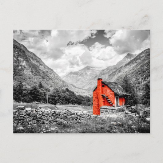 田園風景モノクロ写真 ポストカード (正面)