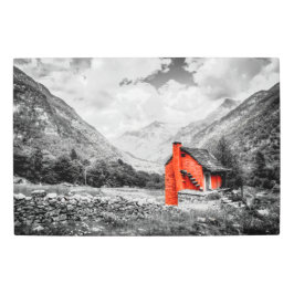 田園風景モノクロ写真 メタルプリント