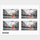 田園風景モノクロ写真 長方形シール (シート)