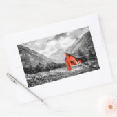 田園風景モノクロ写真 長方形シール (封筒)