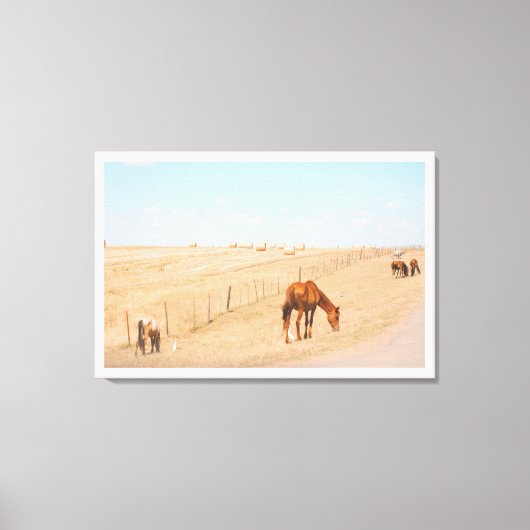 田園風景ワイルドウマフィールド キャンバスプリント (正面)