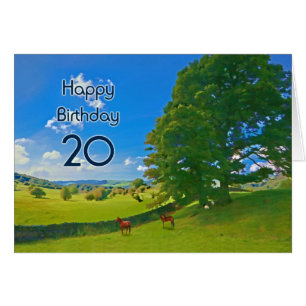 田園風景絵画の20番目の誕生日カード