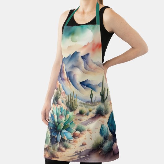 田園風景絵画砂漠の水色 エプロン (インサイチュ)