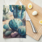 田園風景絵画砂漠の水色 キッチンタオル (四つ折り)