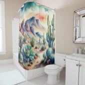 田園風景絵画砂漠の水色 シャワーカーテン (インサイチュ)