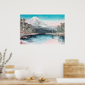 田子の浦の富士山の雪景色 ポスター (キッチン)