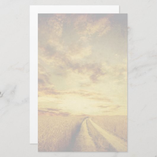 田畑を通る田舎の砂利道 便箋 (正面/裏面)