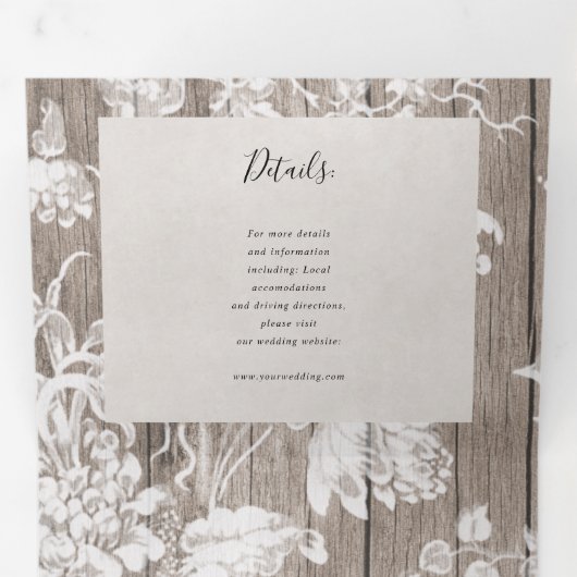 田素朴舎の花は一つの花に三つ結婚に折る 三つ折り招待状 (内部最初)