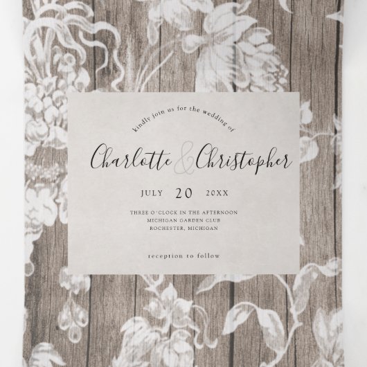 田素朴舎の花は一つの花に三つ結婚に折る 三つ折り招待状 (内部中)