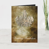 田舎じみた蒸気ポンクのヴィンテージ結婚シャンデリア 招待状 (正面)