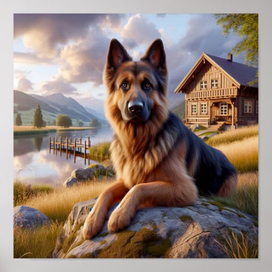 田舎に住むドイツ素朴人の羊飼い ポスター (正面)