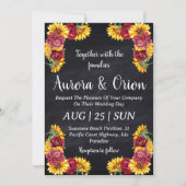 田舎のひまわりとブルゴーニュの結婚式招待状 招待状 (正面)