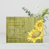 田舎のひまわりオリーブ結婚グリーン 招待状 (スタンド正面)
