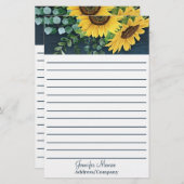 田舎のひまわりパーソナライズされたが並んだ 便箋 (正面/裏面)