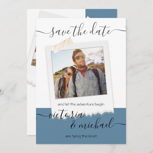 田舎のウェディングアドベンチャーフォトセーブザデート 招待状 (正面/裏面)