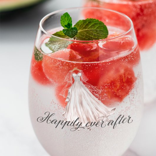 田舎のウェディングドレ素朴スの後で幸せに ステムなしワイングラス