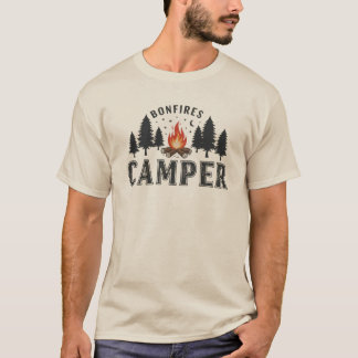 田舎のキャンプファイヤーナイトフォレストデザイン Tシャツ