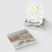 田舎のコテージスノーシーンオリジナル ストーンコースター (横)