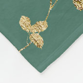 田舎のシックな森の緑のピンクの金ゴールドエレガントフローラ フリースブランケット (角)