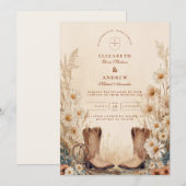 田舎のデイジーブーツの結婚式 招待状 (正面/裏面)