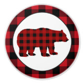 田舎のバッファローのプレイドベアーキッチンノブ セラミックノブ (正面)