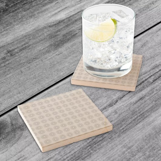 田舎のパタ落ちたーンへの小さな白いフローラ ストーンコースター