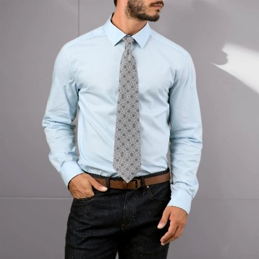 田舎のパタ落ちたーンへの小さな白いフローラ ネクタイ