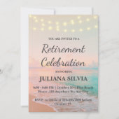 田舎のビーチでのリタイアメントパーティー 招待状 (正面)