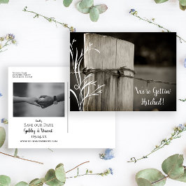 田舎のフェンスのポスト牧場の結婚式の日付を保存 案内ポストカード